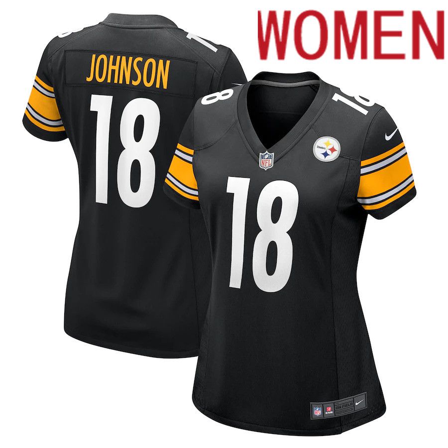 Women Pittsburgh Steelers #18 Diontae Johnson Nike Black Game NFL Jersey->women nfl jersey->Women Jersey